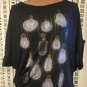Curbside Clothing "Light Bulbs" heather black dolman t-shirt 2XL